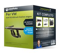 Gancio traino estr. per VW Golf 7 Alltrack wagon 14- e un e-kit sp. 13 poli Auto