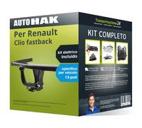 Gancio traino fisso per Renault Clio fastback 19- e un e-kit spec. 13 poli NUOVO