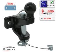 Gancio traino sfera flangia con perno rimorchio combinato fori - 90 mm (ISO 50)