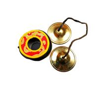Gandhanra Set di Campane Tibetana Tingsha Tibetano - Cimbali Piatti Piattini da dita Tibetani - Fatti a Mano in Nepal - Ottone, Liscia, 6,5 cm