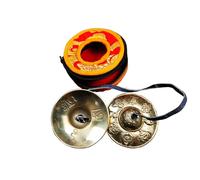 Gandhanra Set di Campane Tibetana Tingsha Tibetano - Cimbali Piatti Piattini da dita Tibetani - Fatti a Mano in Nepal - Bronzo, Astamangal, 6,5 cm
