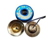 Gandhanra Set di Campane Tibetana Tingsha Tibetano - Cimbali Piatti Piattini da dita Tibetani - Fatti a Mano in Nepal - Bronzo, Mandala, 9 cm