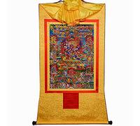 Gandhanra Thangka Tibetano - 58 Divinità Wrathfu del Bardo Thodol (Libro tibetano dei morti) - Arazzo di Buddha a Stampa Dorata per Decorazione Zen, Meditazione, Rilassamento Spirituale e Pace