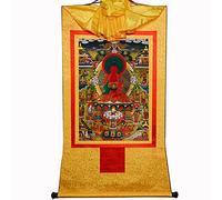 Gandhanra Thangka Tibetano - Amitabha Terra Pura Thangka - Elysium del Buddhismo - Arazzo di Buddha a Stampa Dorata per Decorazione Zen, Meditazione, Rilassamento Spirituale e Pace