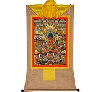 Gandhanra Thangka Tibetano - Amitabha Terra Pura Thangka - Elysium del Buddhismo - Arazzo di Buddha a Stampa Dorata per Decorazione Zen, Meditazione, Rilassamento Spirituale e Pace