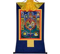 Gandhanra Thangka Tibetano - Calendario zodiacale tibetano Thangka - Arazzo di Buddha a Stampa Dorata per Decorazione Zen, Meditazione, Rilassamento Spirituale e Pace