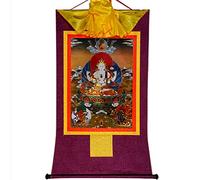 Gandhanra Thangka Tibetano - I Tre Protettori Thangka di Chenrezig, Manjusri, Vajrapani Thangka - Arazzo di Buddha a Stampa Dorata per Decorazione Zen, Meditazione, Rilassamento Spirituale