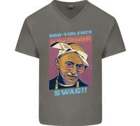 Gandhi Parodia Gangsta Rap Musica Hip Hop Maglietta In Cotone A V Per Uomo