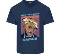 Gandhi Parodia Gangsta Rap Musica Hip Hop Maglietta In Cotone A V Per Uomo