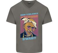 Gandhi Parodia Gangsta Rap Musica Hip Hop Maglietta In Cotone A V Per Uomo