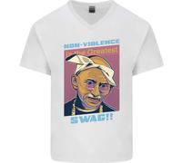 Gandhi Parodia Gangsta Rap Musica Hip Hop Maglietta In Cotone A V Per Uomo