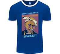 Gandhi Parody Gangsta Rap Music Hip Hop Uomo Ringer T-Shirt FotL