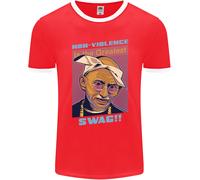 Gandhi Parody Gangsta Rap Music Hip Hop Uomo Ringer T-Shirt FotL