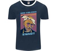 Gandhi Parody Gangsta Rap Music Hip Hop Uomo Ringer T-Shirt FotL