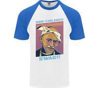 Gandhi Parody Gangsta Rap Music Hip Hop Uomo S/S Baseball T-Shirt
