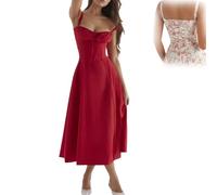 GANDUS Abito Modellante in Vita con Bustino Floreale, Vestito Estivo Bustier con Stampa, Abiti Bustier con Stampa Sexy a Fessura da Donna (XL,F)