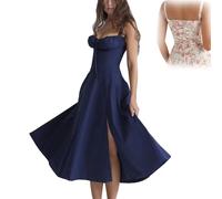 GANDUS Abito Modellante in Vita con Bustino Floreale, Vestito Estivo Bustier con Stampa, Abiti Bustier con Stampa Sexy a Fessura da Donna (M,D)