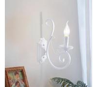 Ganeed Applique da parete applique da comodino con design in ferro battuto dall'aspetto antico applique da parete retrò per soggiorno tromba scale e14 bianco 1 luce (2 confezioni)