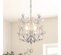 Ganeed Plafoniera K9 Cristallo 3 Luci Argento Sospensione Moderna | Lampada a Sospensione in Cristallo per Camera Letto Sala da Pranzo Cucina Lounge Corridoio Pianerottolo, Altezza Regolabile