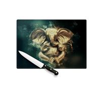 Ganesh Dieu Elephant - Tagliere in vetro temperato in oro india, protezione piano di lavoro e sottopentola resistente al calore, 2 misure, stampa Francia