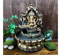 Ganesh - Fontana ad acqua con luci a LED, in resina e plastica resistente, per interni, decorazione spirituale per la casa, fontana da tavolo, decorazione per la casa, regalo di inaugurazione della