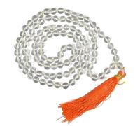 Ganesha Arts Natural Sphatik - Mala in quarzo trasparente, 6 mm, 108 perline in cristallo originale Jaap Mala, 0, legno, senza pietre preziose, 0, Legno, Nessuna pietra preziosa