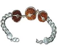 Ganesha Arts Rudraksha Combinazione per Business Power Marketing & Trading 7,7,8,13 Mukhi in puro argento bracciale (medio), 0, legno, senza pietra preziosa, 0, Legno, Nessuna pietra preziosa