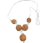 Ganesha Arts Rudraksha Combinazione per la Salute Potere 3,3,5,5,5 Mukhi Nepal in argento ciondolo attaccato in puro argento catena (media), 0, legno, senza pietra preziosa, 0, Legno, Nessuna pietra