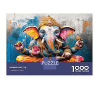 Ganesha Colorful Art 1000 Pezzi Bundle Puzzle Divine Spiritual Art Puzzle Classico Cartone Premium - Anti-stress E Decorazione Murale, Regalo Per Donne, Uomini E Anziani Appassionati 38x26cm/1000pcs