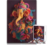 Ganesha Dio dell'arte Carta 1000 Puzzle Sviluppo cognitivo Gioco divertente Speciale Premuroso Celebrazione Regalo Dimensioni 50x75cm