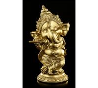 Ganesha Figura Con Flauto - Oro - Indiano Divinità Felicità Decorazione Regalo