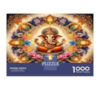 Ganesha Floral 1000 Pezzi Puzzle Divine Spiritual Harmony Set Puzzle Cartone Premium - Anti-stress E Decorazione Murale, Regalo Per Donne E Uomini, Stimola Lo Sviluppo Cognitivo 70x50cm/1000pcs