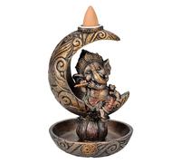 Ganesha in luna - Porta incenso decorativo a riflusso con loto, 12,5 cm, motivo: cascata