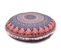 Ganesham Handicrafts, arazzo psichedelico mandala, pouf ottomano rotondo, cuscino da pavimento, cuscino da meditazione, cuscino fatto a mano, cuscino rotondo mandala, cuscino decorativo boho