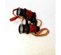 Ganga Nautical Binocolo primitivo da 10,2 cm in ottone antico con copertura di sicurezza in pelle che lo rende più attraente e unico, telescopio vintage da regalare, ideale per regali