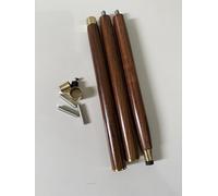 Ganga Nautical Gambe per mobili in legno massiccio con punte in ottone, 30,5 cm, finitura noce, set da 3 pezzi