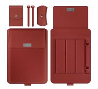GANGANPRO Laptop Custodia 13-14" con Supporto Compatibile con Microsoft Surface Laptop 5/4/3/2 13.5",MacBook Air/Pro 13.3",Custodia in Pelle PU per Computer Portatili 15-16" - Rosso