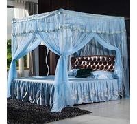 Gangkun Zanzariera, Piedino per Pavimento Addensato, a Tre Porte Senza forare 1,5 m / 1,8 m Letto, Rinforzo + Porta Laterale Blu Acqua 180 * 200 cm, Standard + Tre Porte Blu Acqua_200 * 220 cm