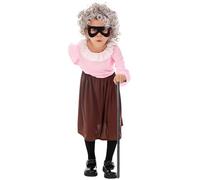 Gangsta Granny - Costume per la Giornata Mondiale del Libro, per ragazze, con parrucca da nonna, con custodia, per la settimana del libro, 100 giorni di scuola, XL