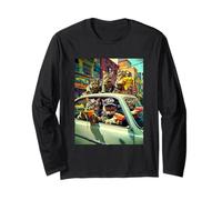 Gangster Cats Street Cat Gang in Auto Meme The Meowfia Crime Maglia a Manica