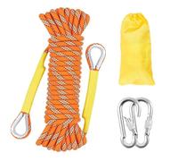 Gangying 12mm Corda da Arrampicata Corda per Arrampicata Statica 80m Sicurezza con 2 Moschettone ad Alta Resistenza Carico di Rottura: 2000kg per Alpinismo Fuga Strumenti Salvavita Arancione
