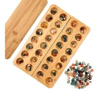 Gangyumaoyi Gioco di sassi in legno con pietre, gioco Kalaha con 65 pietre | Gioco di sassi Hus, gioco di gemme pieghevole, per giochi di puzzle Hus Bao, feste di viaggio, attività scolastiche