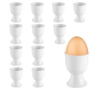 GANILITY Portauovo in Porcellana, Set di 12 Portauovo in Porcellana Bianca, 5,2 x 7 cm Portauovo Classico in Porcellana Bianca, Portauovo Impilabile, per Uova Sode e alla Coque