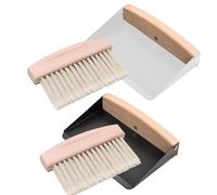 GANILITY Set di scopa da tavolo, scopa da tavolo e paletta, scopa da tavolo in legno, mini scopa, piccolo set di spazzole da tavolo per pulire tavoli, polvere e sporco, scopa nera, spatola bianca