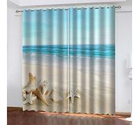 GANKAS Tende Cameretta Bambini Finestra 3D Spiaggia Vista Mare - Tende Per Interni 2 Pezzi Tende Camera Da Letto Camera Da Letto Termica Isolante Con Occhielli Tenda Oscurante Finestra 280X260Cm