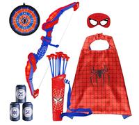 GANKTOWCOY Set di arco e frecce per bambini, set di tiro con l'arco con luce a LED con mantello e maschera per gli occhi, 10 frecce a ventosa, 3 bersagli punteggi, 1 bersaglio sospeso e faretre