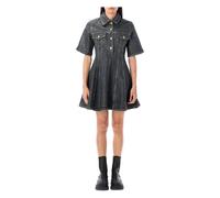 Ganni - Abito Mini in Denim Lucido Nero - - Dresses - Donna - Grigio - M
