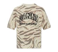 Ganni - Animal Print Top - - Tops - Donna - Beige - M