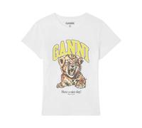 Ganni - Basic Cotton Jersey Baby Fit Tiger - - Tops - Donna - Bianco - L