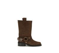 Ganni Brown Calf Leather Bos Taurus Lace-Up Boots - EU39/US9
